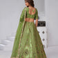 Rajwada Green Silk Blend Embroidered Semi-Stitched Lehenga For Women