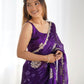 Rajwada Violet Organza Embroidered Solid Saree For Women
