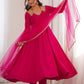 Rajwada Dark Pink Silk Blend Embellished Kurta Set For Women