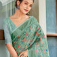 Rajwada Teal Green Cotton Linen Striped Saree For Women