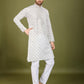 Rajwada White Viscose Silk Embellished Stitched Kurta For Men
