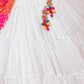Rajwada White Georgette Printed Semi-Stitched lehenga For Women