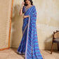 Rajwada Blue Georgette Printed Saree For Women