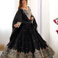 Rajwada Black Silk Blend Embroidered Semi-Stitched lehenga For Women