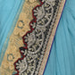 Blue Net Embellished Saree