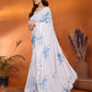 Rajwada White Georgette Printed Saree For Women