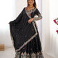 Rajwada Black Silk Blend Embroidered Semi-Stitched lehenga For Women