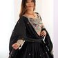 Rajwada Black Silk Blend Embroidered Semi-Stitched lehenga For Women