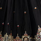 Rajwada Black Silk Blend Embroidered Semi-Stitched lehenga For Women