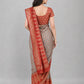 Silver And Red Silk Blend Solid Saree
