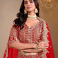 Rajwada Red Art Silk Embroidered Semi-Stitched lehenga For Women