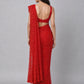 Red Net Embroidered Saree