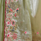 Rajwada Pastel Green Organza Embroidered Solid Saree For Women