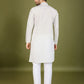 Rajwada White Viscose Silk Embellished Stitched Kurta For Men