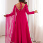 Rajwada Dark Pink Silk Blend Embellished Kurta Set For Women