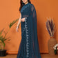 Rajwada Teal Blue Georgette Printed Saree For Women