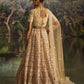 Rajwada Cream Net Embroidered Semi-Stitched Lehenga For Women