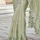 Rajwada Light Green Silk Blend Embellished Elegant Saree For Women