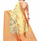 Rajwada Beige Silk Blend Floral Printed Saree For Women
