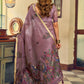 Rajwada Mauve Cotton Blend Solid Saree For Women
