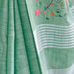 Rajwada Teal Green Cotton Linen Striped Saree For Women