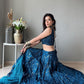 Rajwada Teal Blue Georgette Embellished Semi-Stitched Lehenga For Women