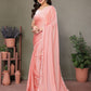 Rajwada Peach Banglori Lace Work Saree With Unstitched Blouse For Women