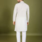 Rajwada White Viscose Silk Embellished Stitched Kurta For Men