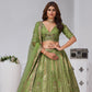 Rajwada Green Silk Blend Embroidered Semi-Stitched Lehenga For Women