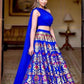 Rajwada Blue Jacquard Silk Woven Semi-Stitched Lehenga For Women