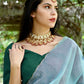 Rajwada Women Blue Organza Floral Print Saree With Unstitched Blouse
