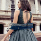Rajwada Women Dark Grey Shaded Semi Stitched Gown With Dupatta