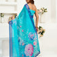 Rajwada Sky Blue Cotton Linen Zari Work Saree For Women