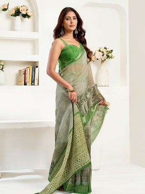 Rajwada Grey Cotton Linen Zari Work Saree For Women