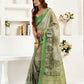 Rajwada Grey Cotton Linen Zari Work Saree For Women
