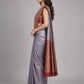Light Lavender Silk Blend Solid Saree