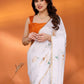 Rajwada White Georgette Printed Saree For Women