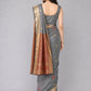 Grey Silk Blend Solid Saree