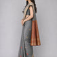 Grey Silk Blend Solid Saree