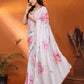 Rajwada White Georgette Printed Saree For Women