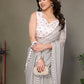 Rajwada Grey Georgette Plain Saree For Women