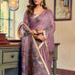 Rajwada Mauve Cotton Blend Solid Saree For Women