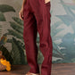 Rajwada Maroon Viscose Silk Embroidered Stitched Kurta Set For Men
