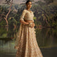 Rajwada Cream Net Embroidered Semi-Stitched Lehenga For Women
