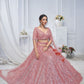 Rajwada Pink Soft Net Embellished Semi-Stitched Lehenga With Unstitched Blouse For Women