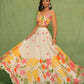 Rajwada White Georgette Floral Print Semi Stitched Lehenga For Women