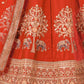 Rajwada Orange Silk Blend Embroidered Semi-Stitched Lehenga For Women