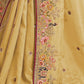 Rajwada Yellow Satin Embroidered Saree For Women