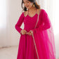 Rajwada Dark Pink Silk Blend Embellished Kurta Set For Women
