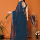 Rajwada Teal Blue Georgette Printed Saree For Women